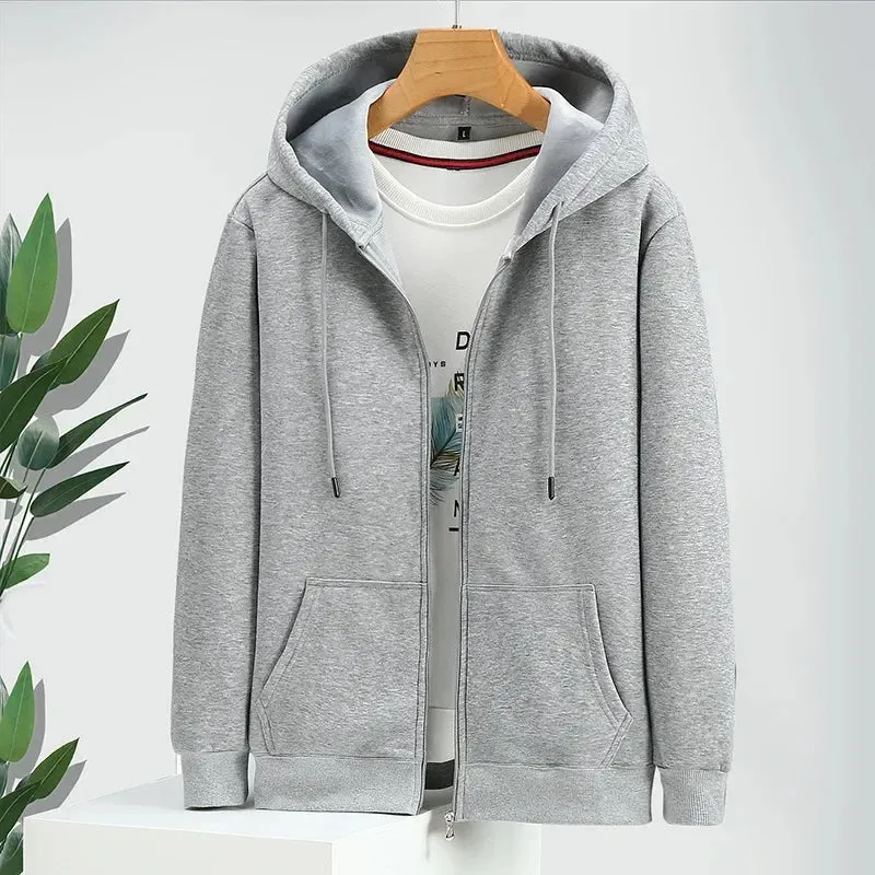 Men's Oversized Zip Hoodie - Plus Size Fleece Sweatshirt with Long Sleeves for Comfort and Style