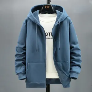 Men's Oversized Zip Hoodie - Plus Size Fleece Sweatshirt with Long Sleeves for Comfort and Style