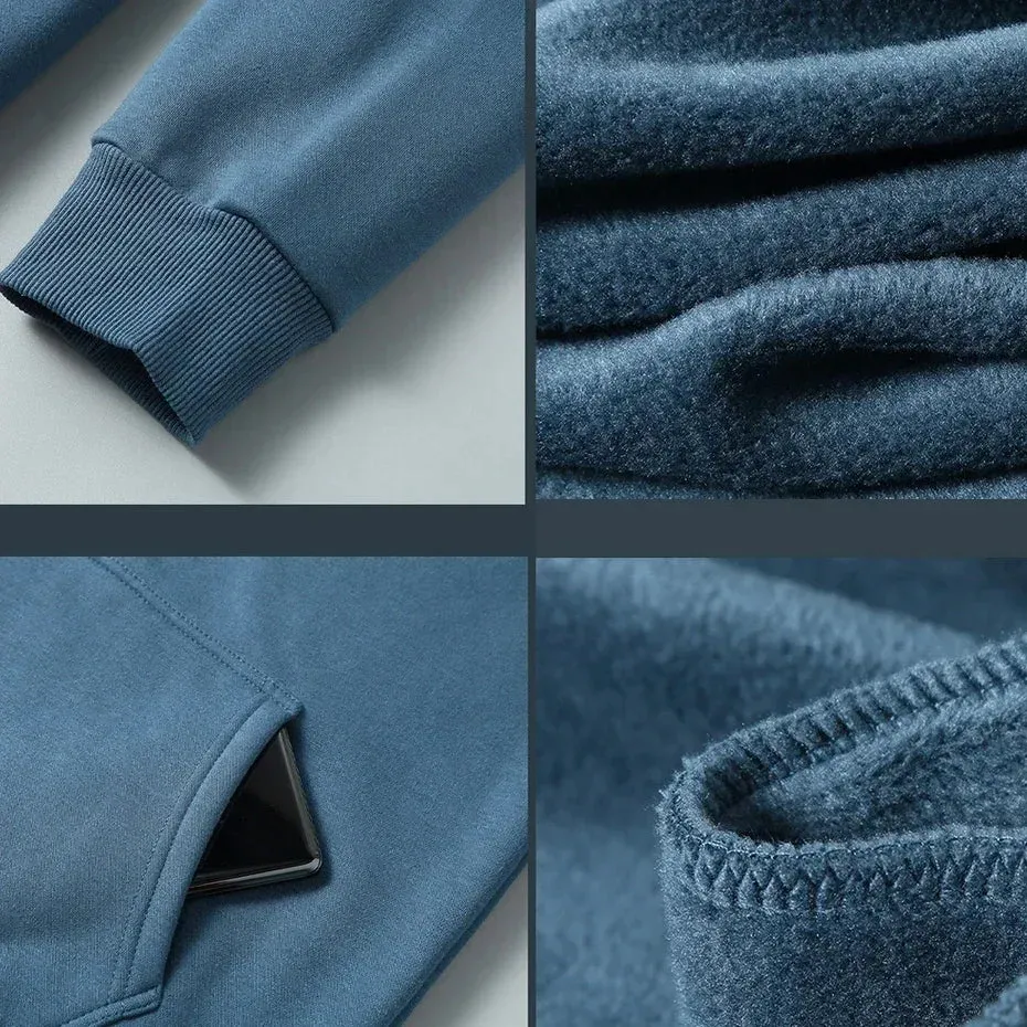 Men's Oversized Zip Hoodie - Plus Size Fleece Sweatshirt with Long Sleeves for Comfort and Style