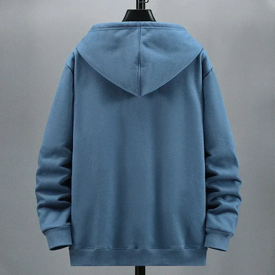 Men's Oversized Zip Hoodie - Plus Size Fleece Sweatshirt with Long Sleeves for Comfort and Style