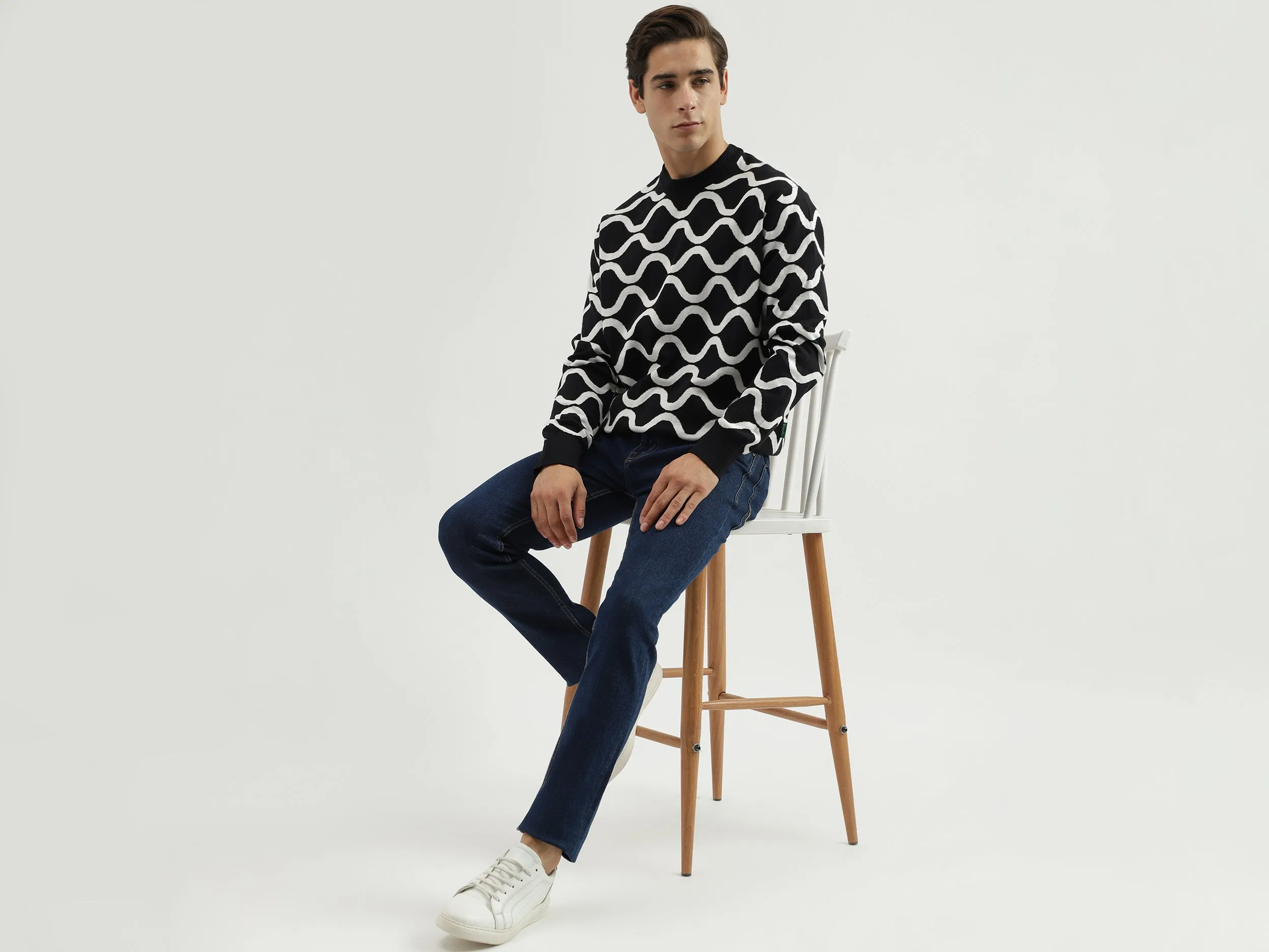 Men's Regular Fit Round Neck Printed Sweater
