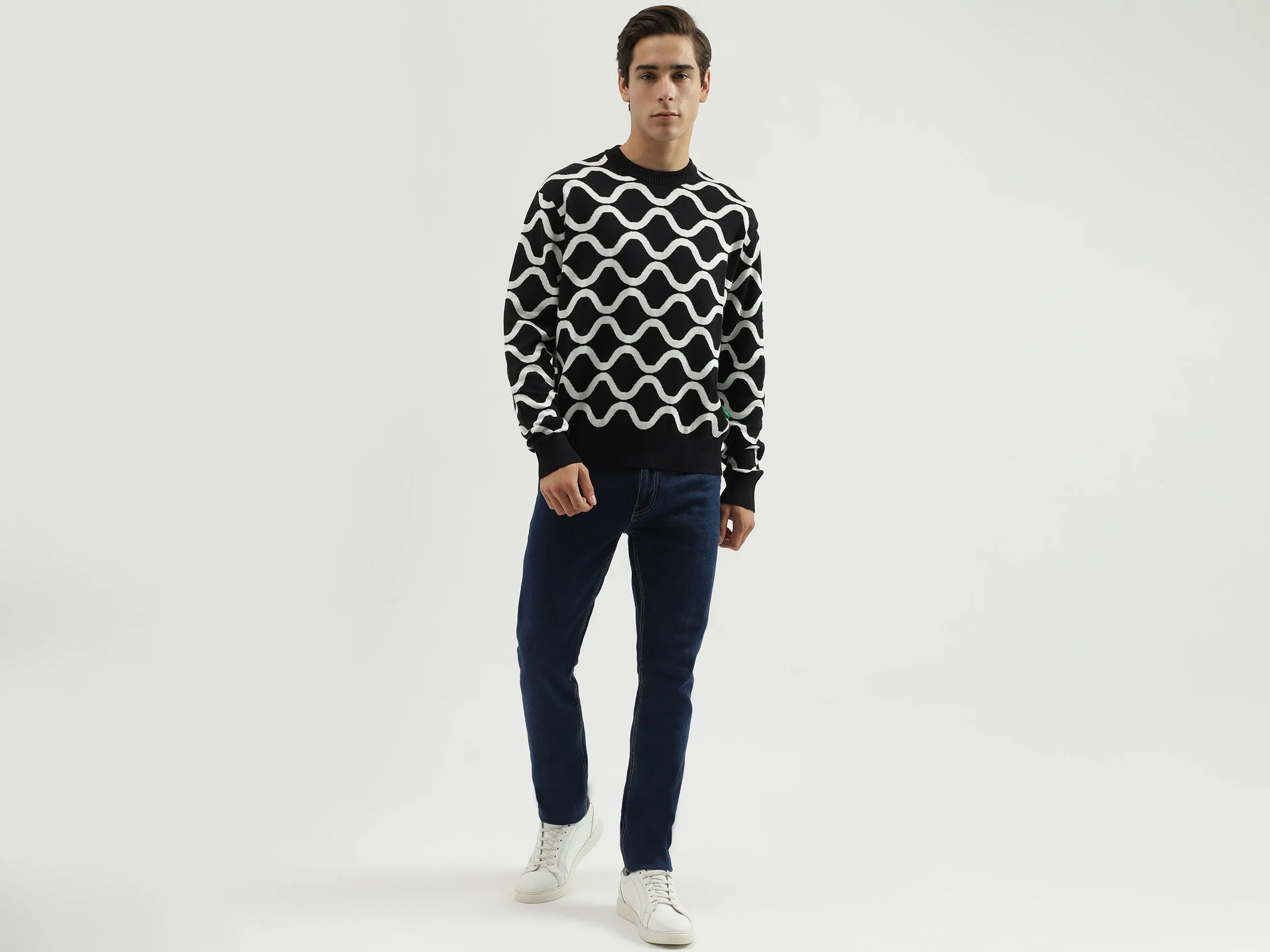 Men's Regular Fit Round Neck Printed Sweater