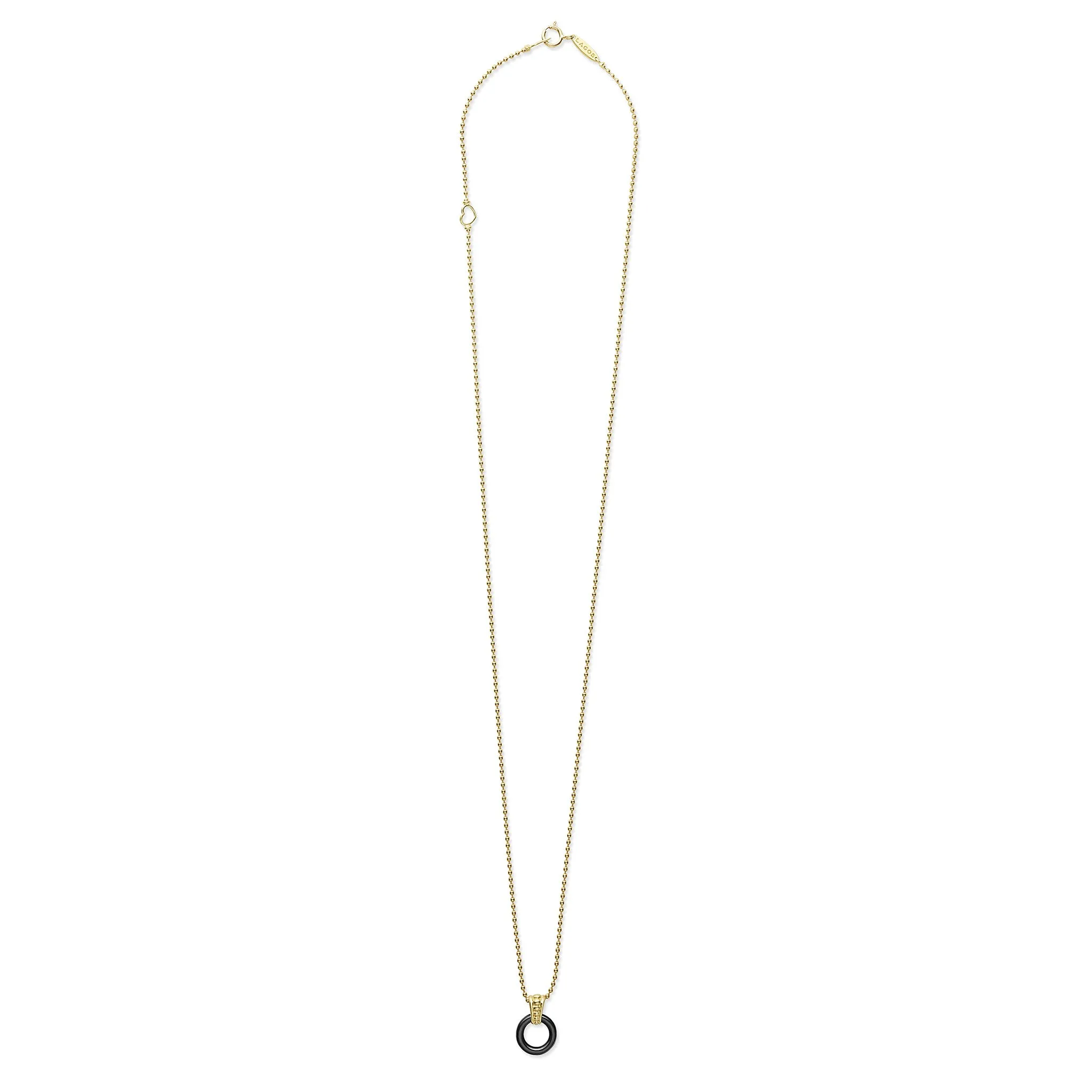 Meridian 18K Gold Black Ceramic Circle Pendant Necklace