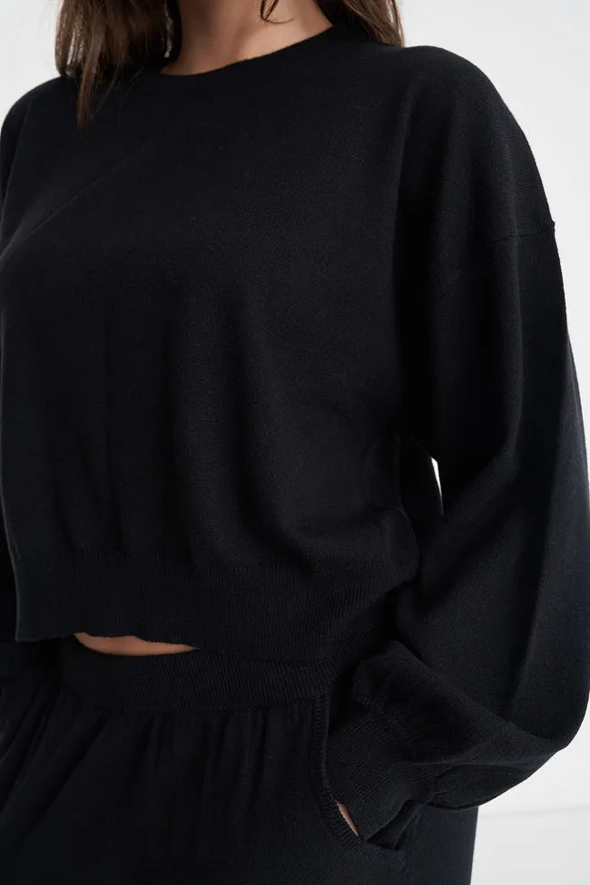 Merino Bella Crop Knit | Black