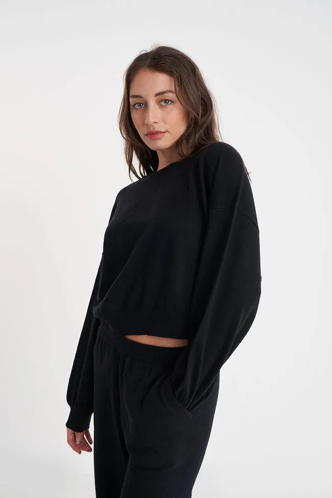 Merino Bella Crop Knit | Black