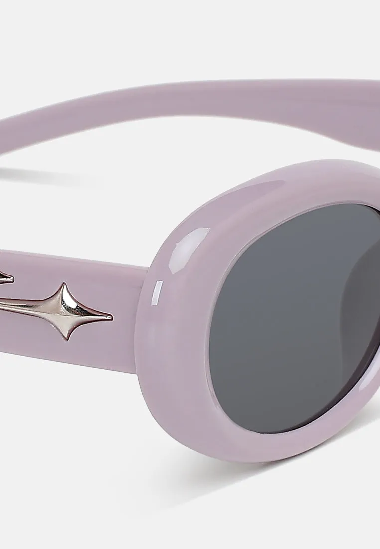 Metallic Stars Oval Sunglasses By RAG