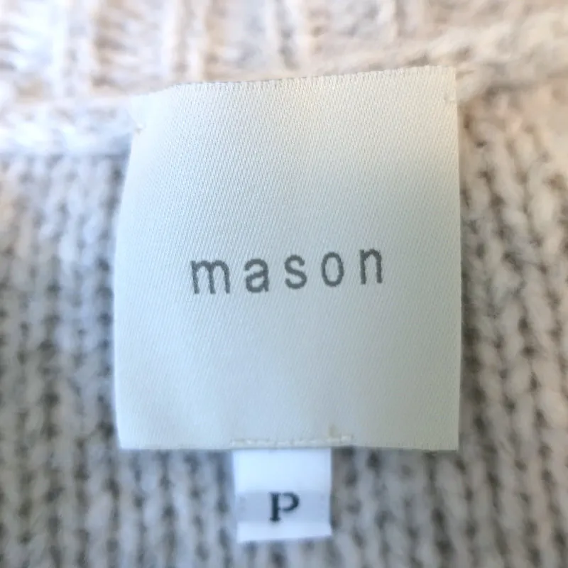 Michelle Mason Faux Pearl-Embellished Cardigan Gray Wool-Blend Size Petite