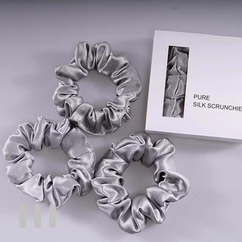 Midi Silk Scrunchies Silver - 3 Pack - Dropshipping