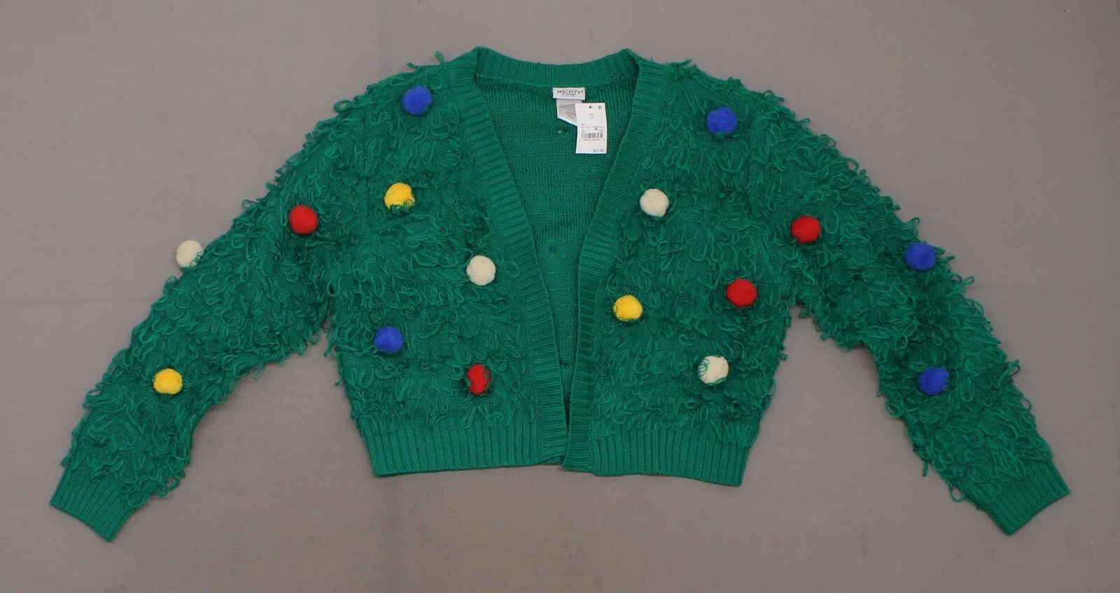 Mighty Fine Women's Loop Poms Long Sleeve Ugly Christmas Sweater