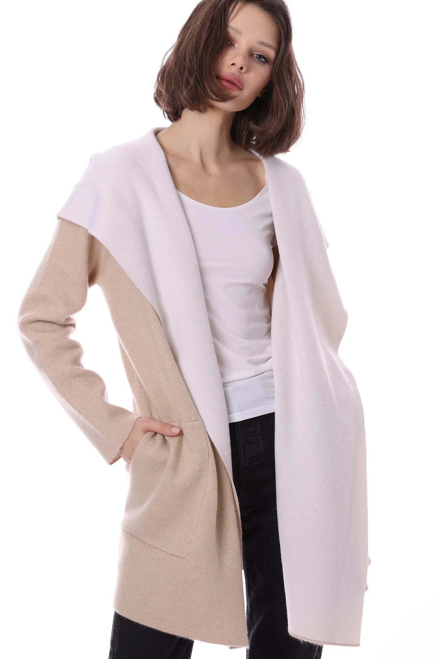 Minnie Rose Cashmere Hooded Reversible Coat