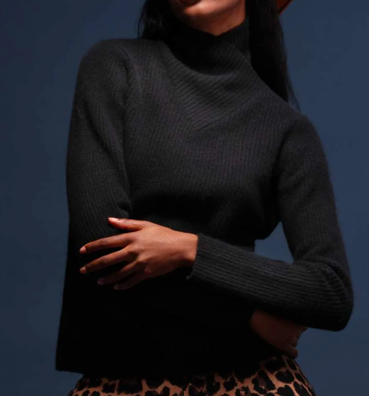 Minnie Rose Wrap Mock Boxy Pullover