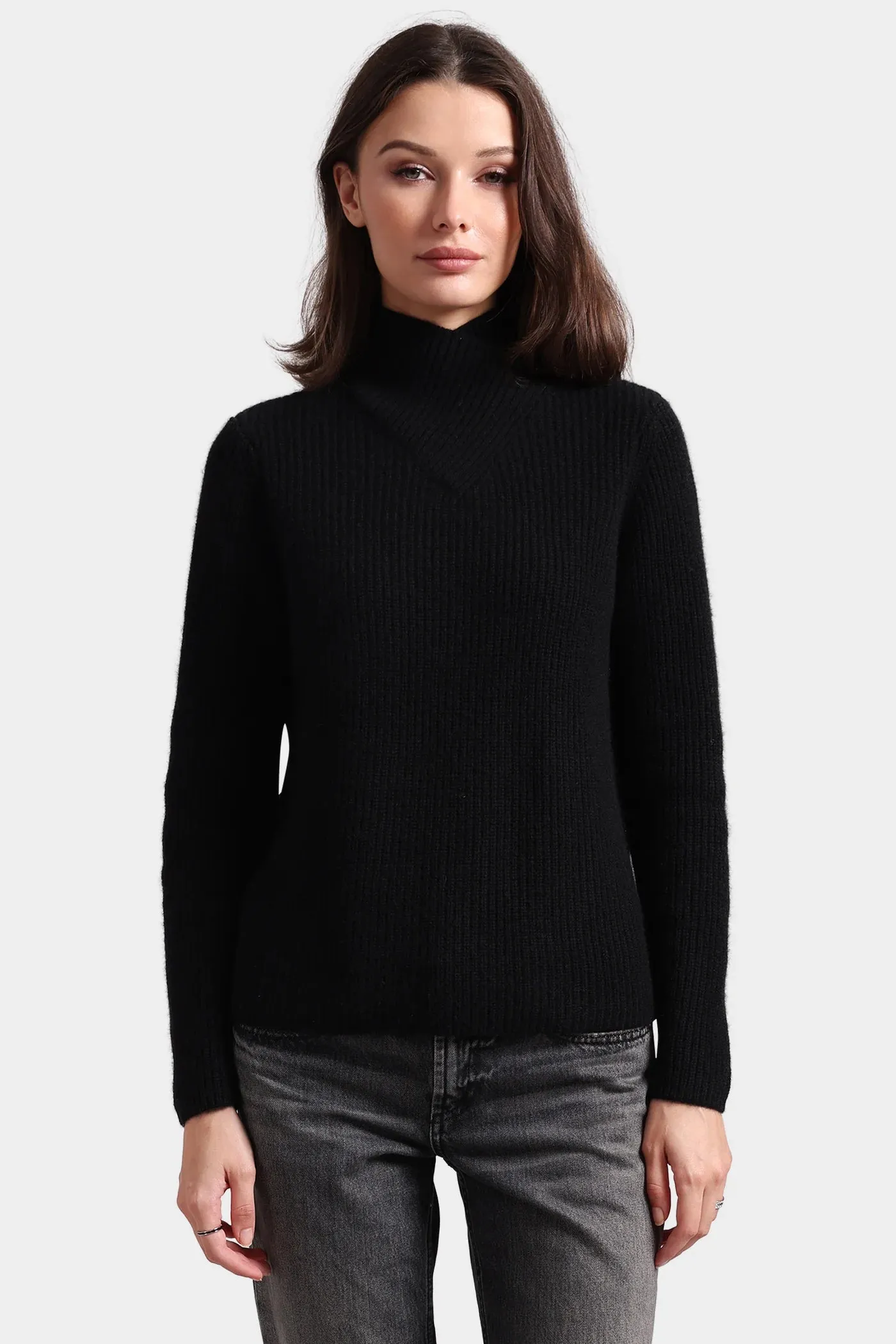 Minnie Rose Wrap Mock Boxy Pullover
