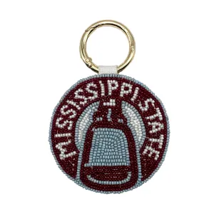 MISSISSIPPI STATE COWBELL BEADED KEY CHAIN