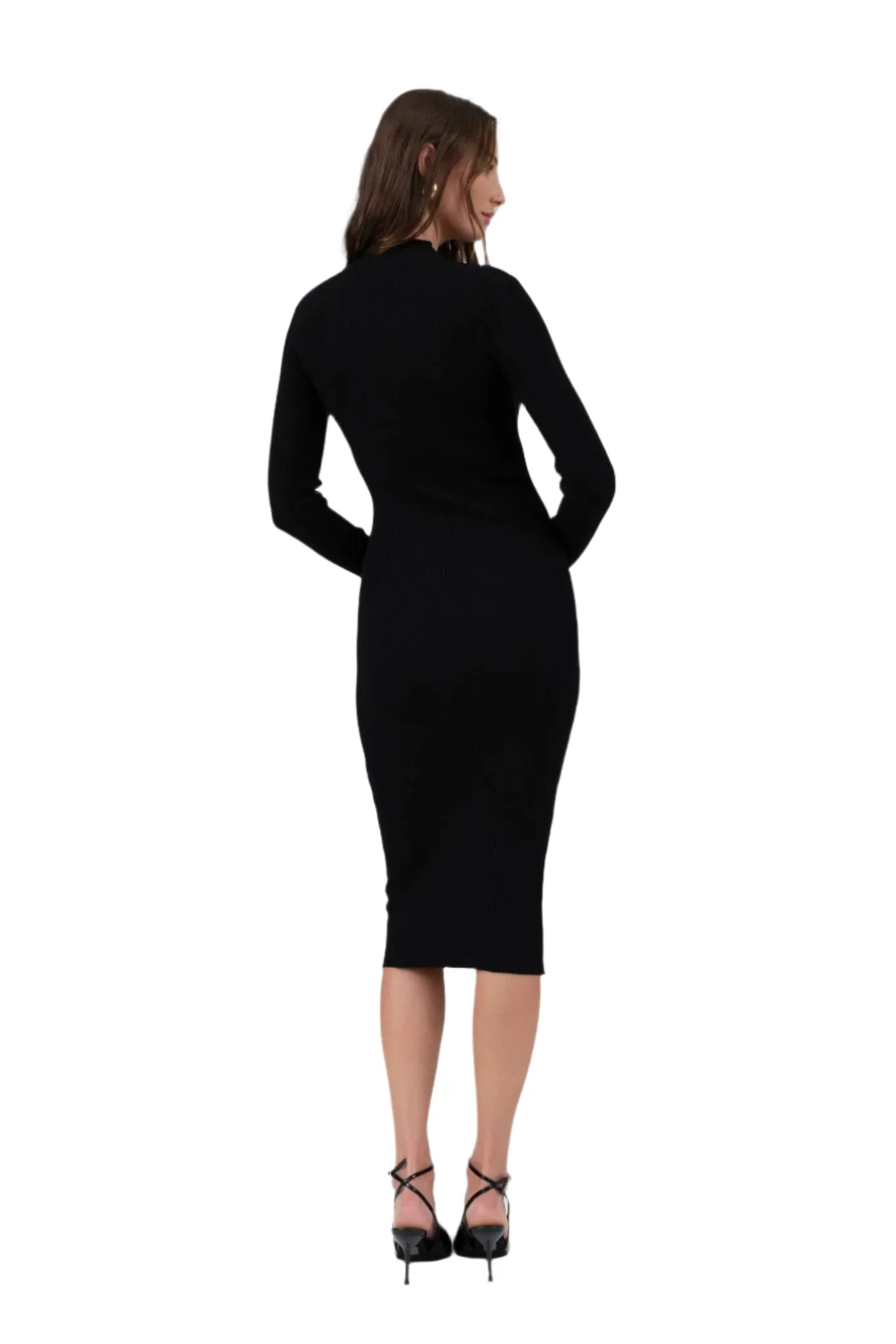 Mock Neck Long Sleeve Sweater Dress