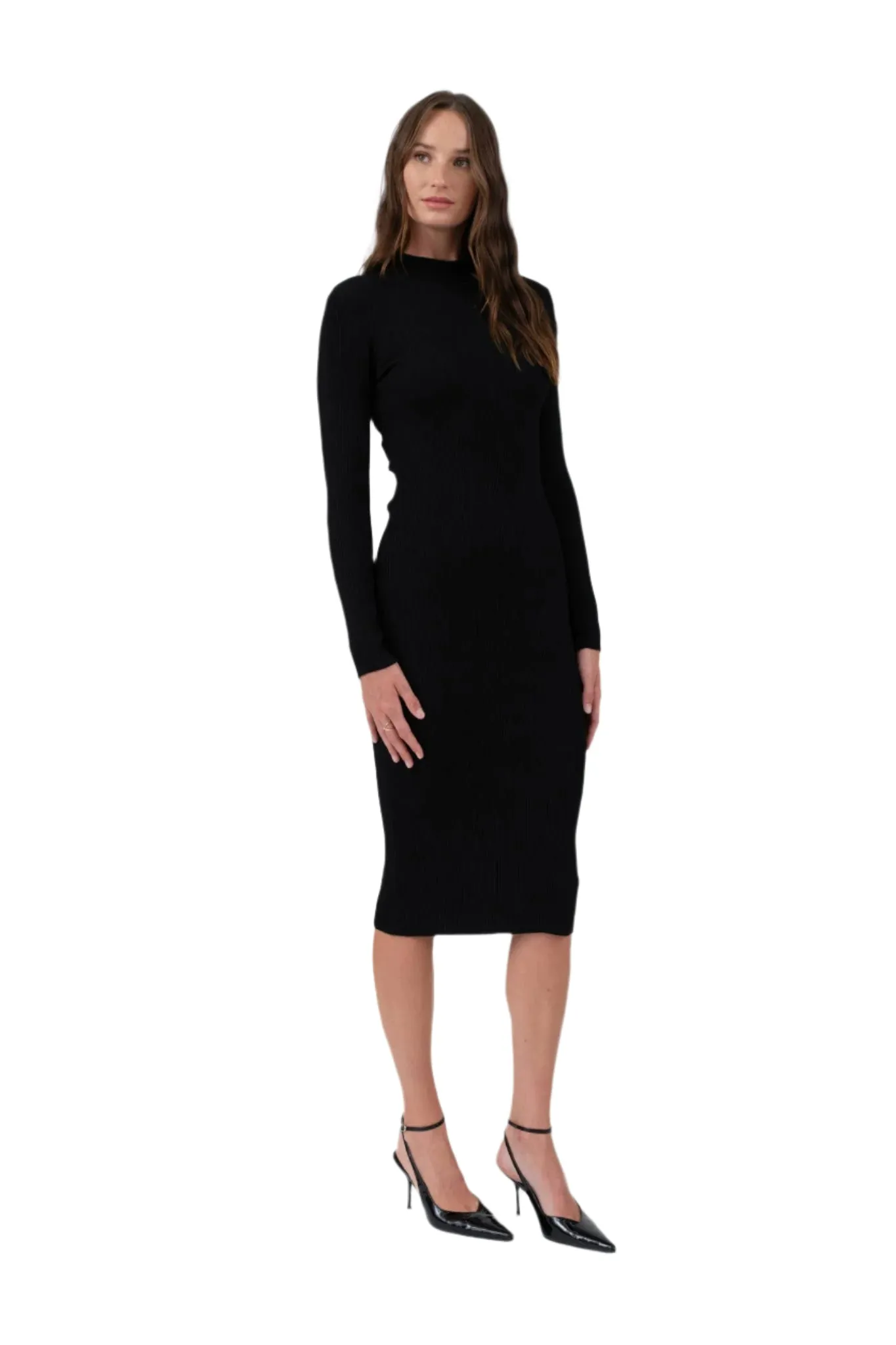 Mock Neck Long Sleeve Sweater Dress
