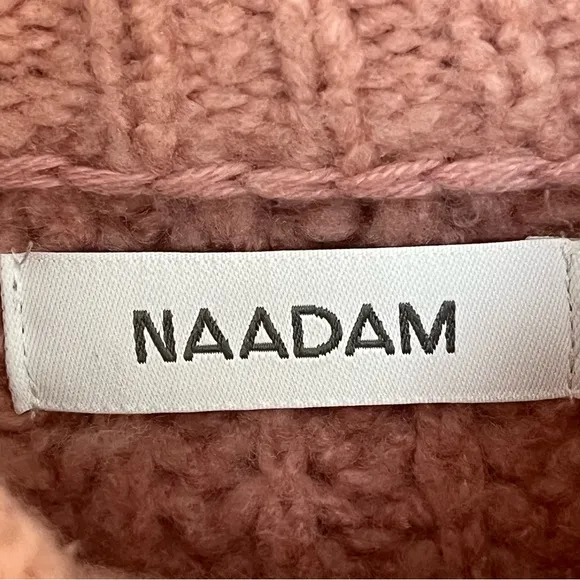 Naadam Ribbed Brushed Wool Cashmere Chunky Mock Neck Sweater pink XS