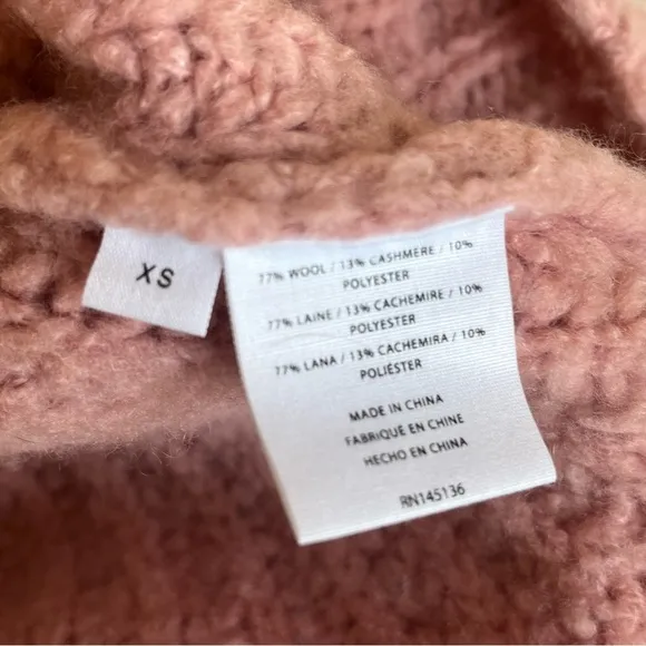 Naadam Ribbed Brushed Wool Cashmere Chunky Mock Neck Sweater pink XS