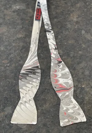 Neutral combed 3” silk water marbled bow tie