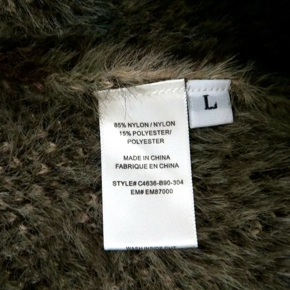 NEW! Anthropologie Cloth &amp; Stone Fuzzy Camo Sweater Green Black Size L