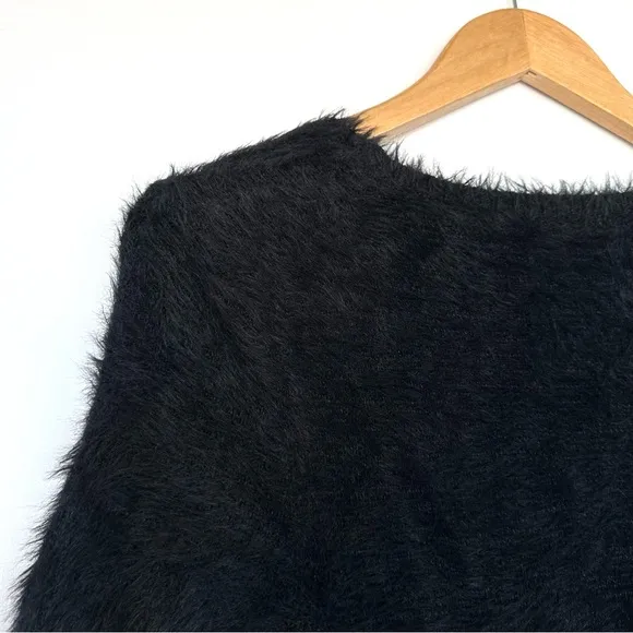 NEW Anthropologie Fuzzy Eyelash Sweater Black