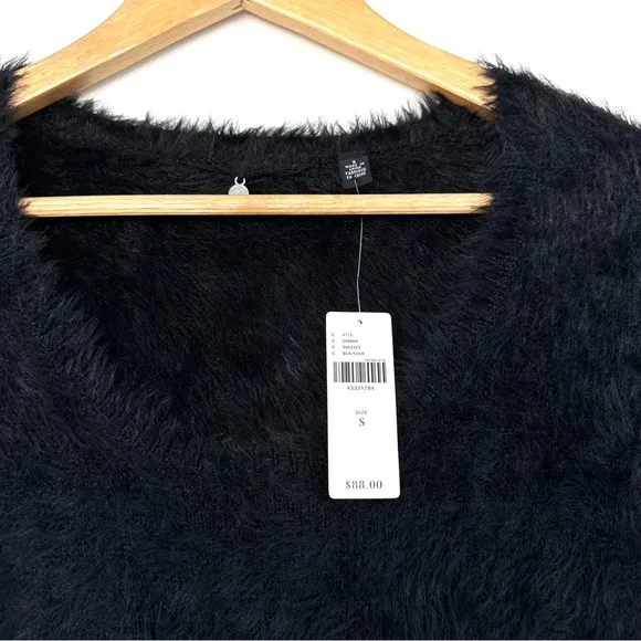 NEW Anthropologie Fuzzy Eyelash Sweater Black