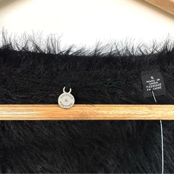 NEW Anthropologie Fuzzy Eyelash Sweater Black
