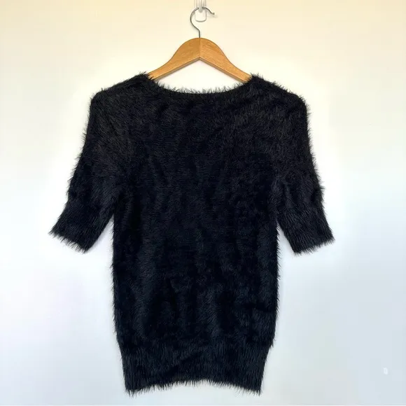 NEW Anthropologie Fuzzy Eyelash Sweater Black