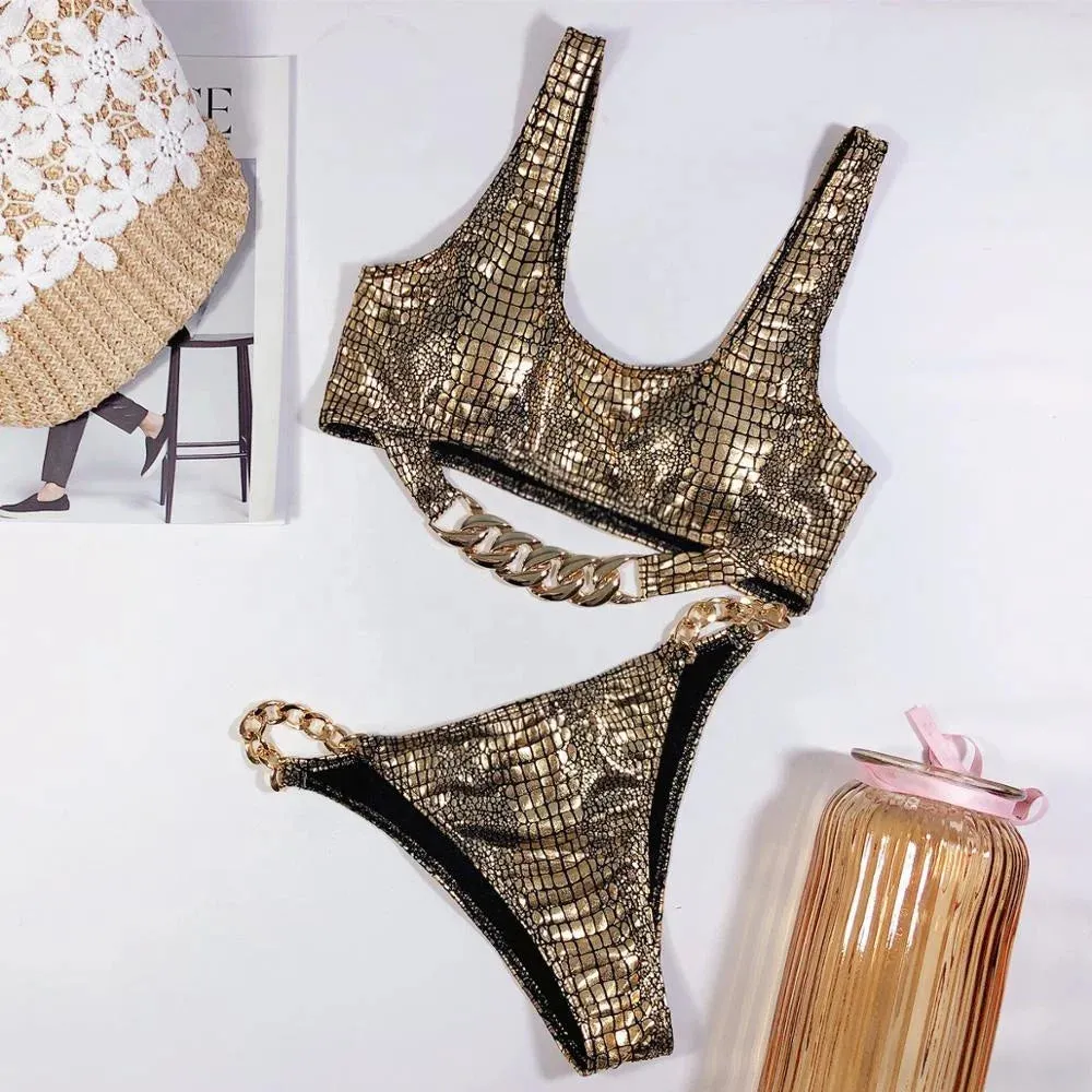 New Arrivals Snakeskin Print Women Swimwear Sexy Bikini