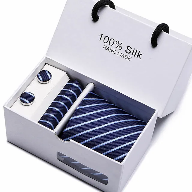 New Plaid  men ties set  Extra Long Size 145cm*8cm Necktie navy blue Paisley Silk Jacquard Woven Neck Tie Suit Wedding Party