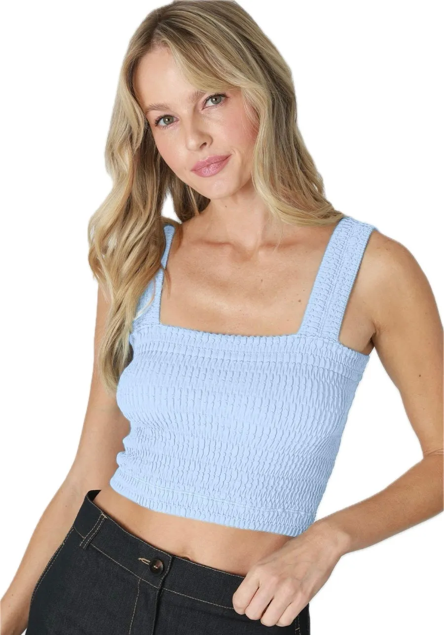 Niki Biki Shirred Square Neck Crop Top