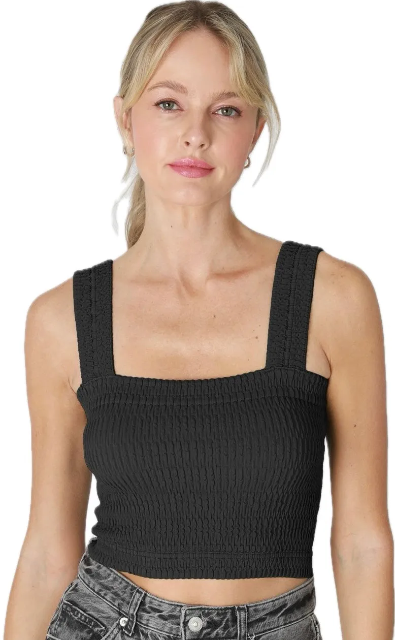 Niki Biki Shirred Square Neck Crop Top