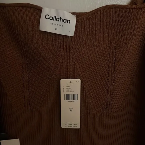 NWT Anthropologie x Callahan Knitwear Light Brown Sweetheart Top (Medium)