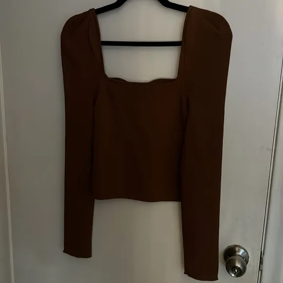 NWT Anthropologie x Callahan Knitwear Light Brown Sweetheart Top (Medium)