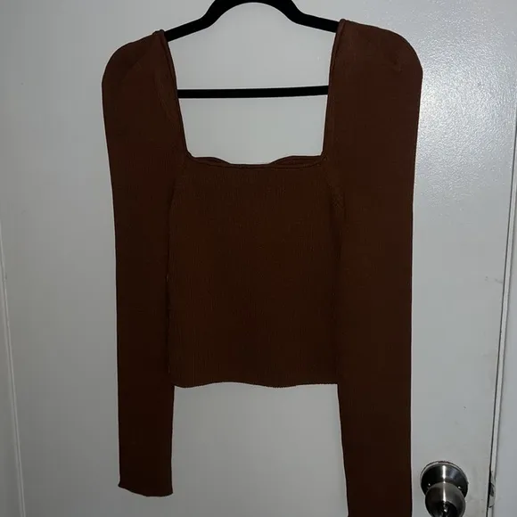 NWT Anthropologie x Callahan Knitwear Light Brown Sweetheart Top (Medium)