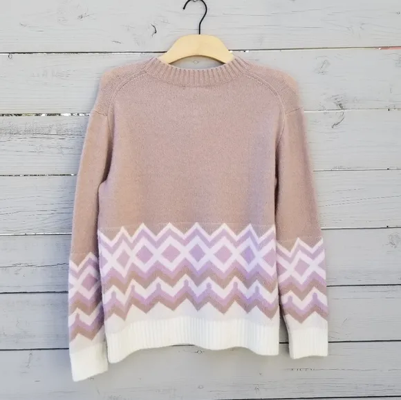 NWT J. Crew Geometric Fair Isle Fuzzy Crewneck Sweater Size Small