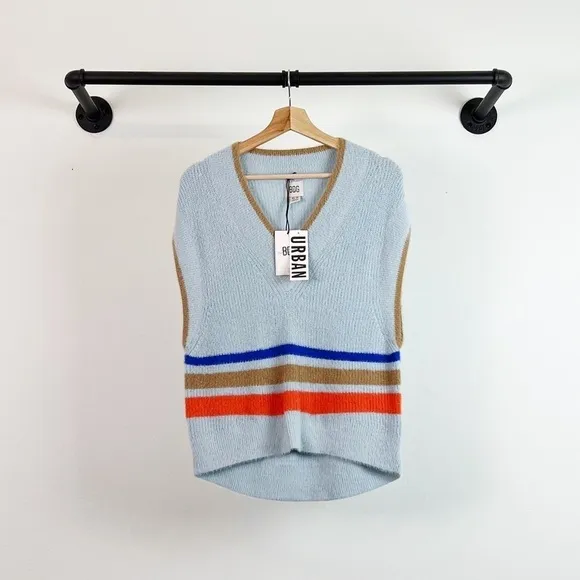 NWT Urban Outfitters BDG Aden Fuzzy Striped Sweater Vest