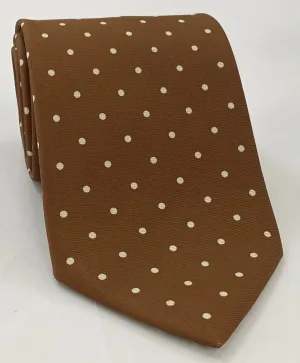 Off-White on Dark Brown Print Dot Silk Tie MCDT-44