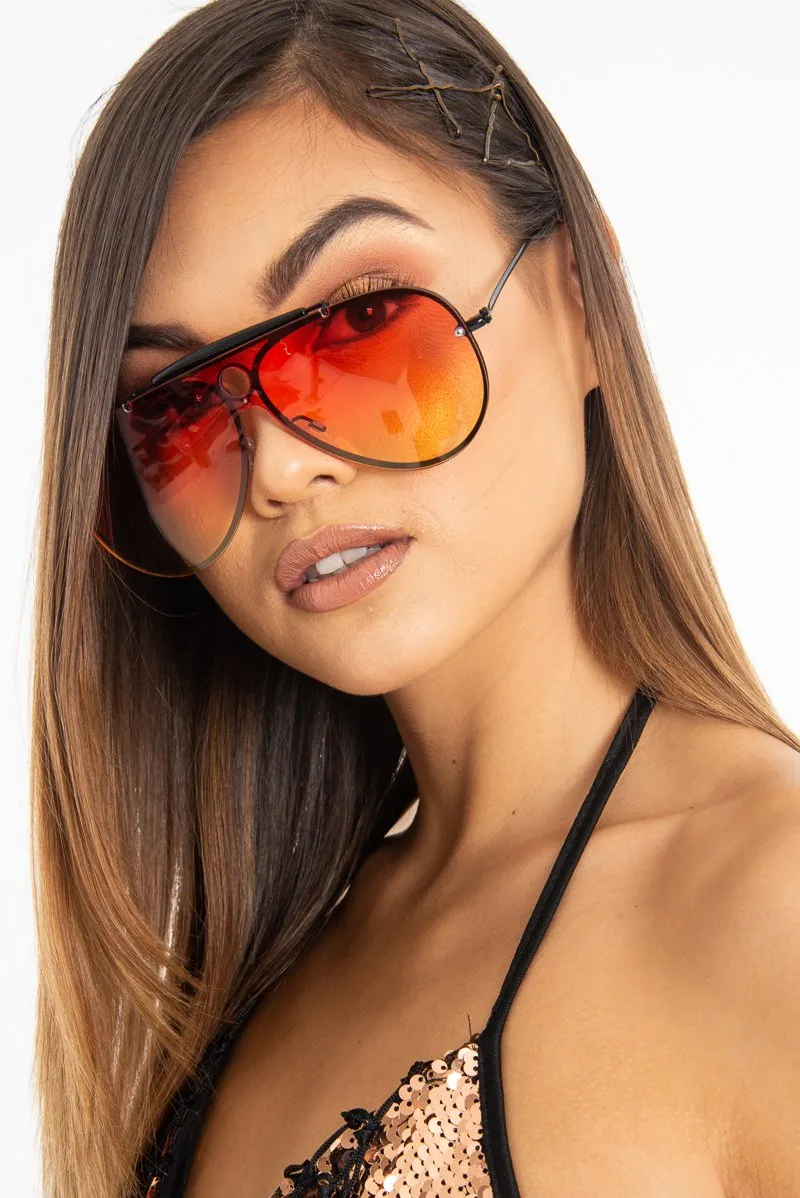 Orange Tinted Bar Aviator Sunglasses - Attie