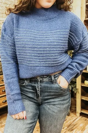 Oversized Mock Neck Sweater with Sequins Detail