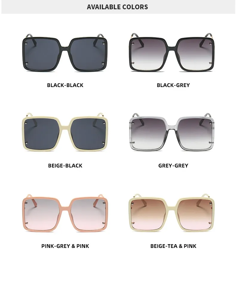 Oversized Square Sunglasses 2021 New Vintage Women Men Big Sun Glasses UV400