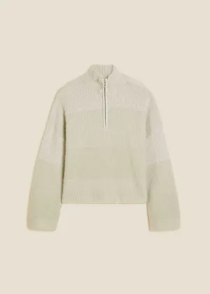 Pale Green Cropped Quarter-Zip