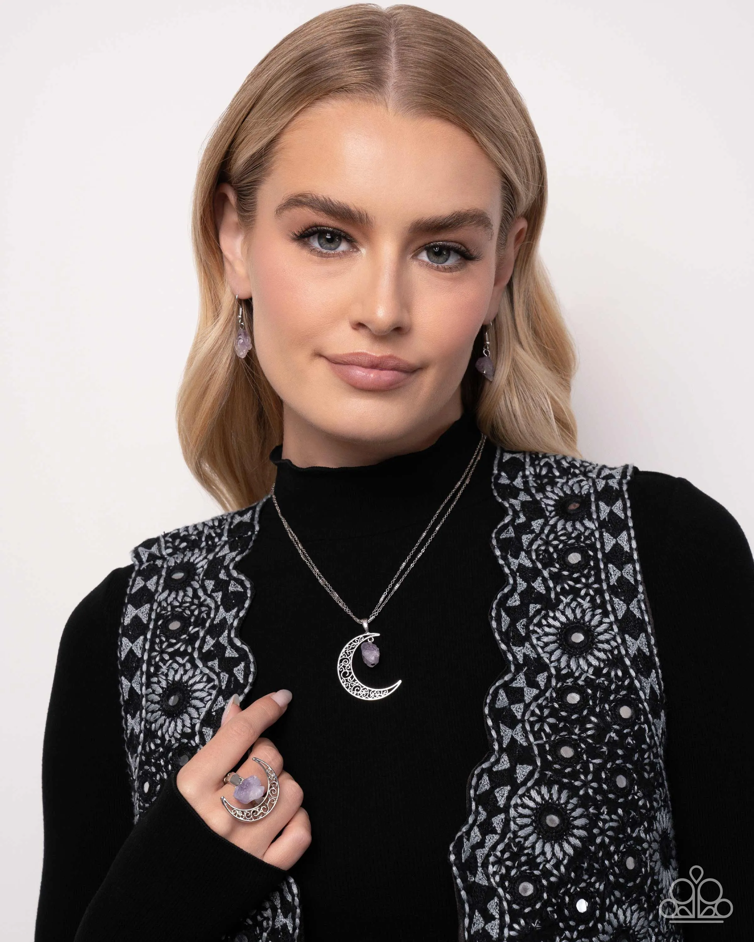 Paparazzi - Crescent Charm - Purple Necklace