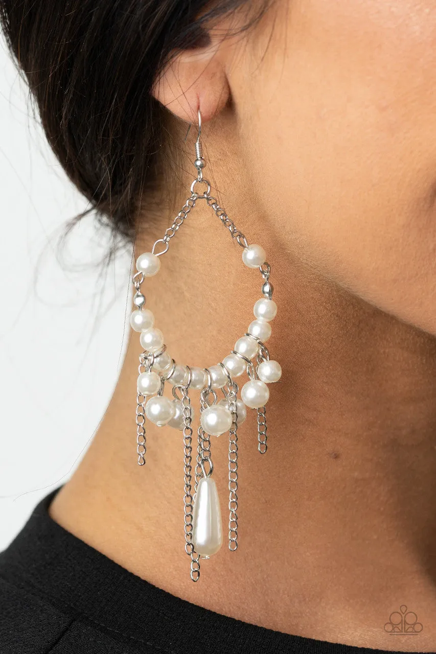Party Planner Posh White Paparazzi Earrings
