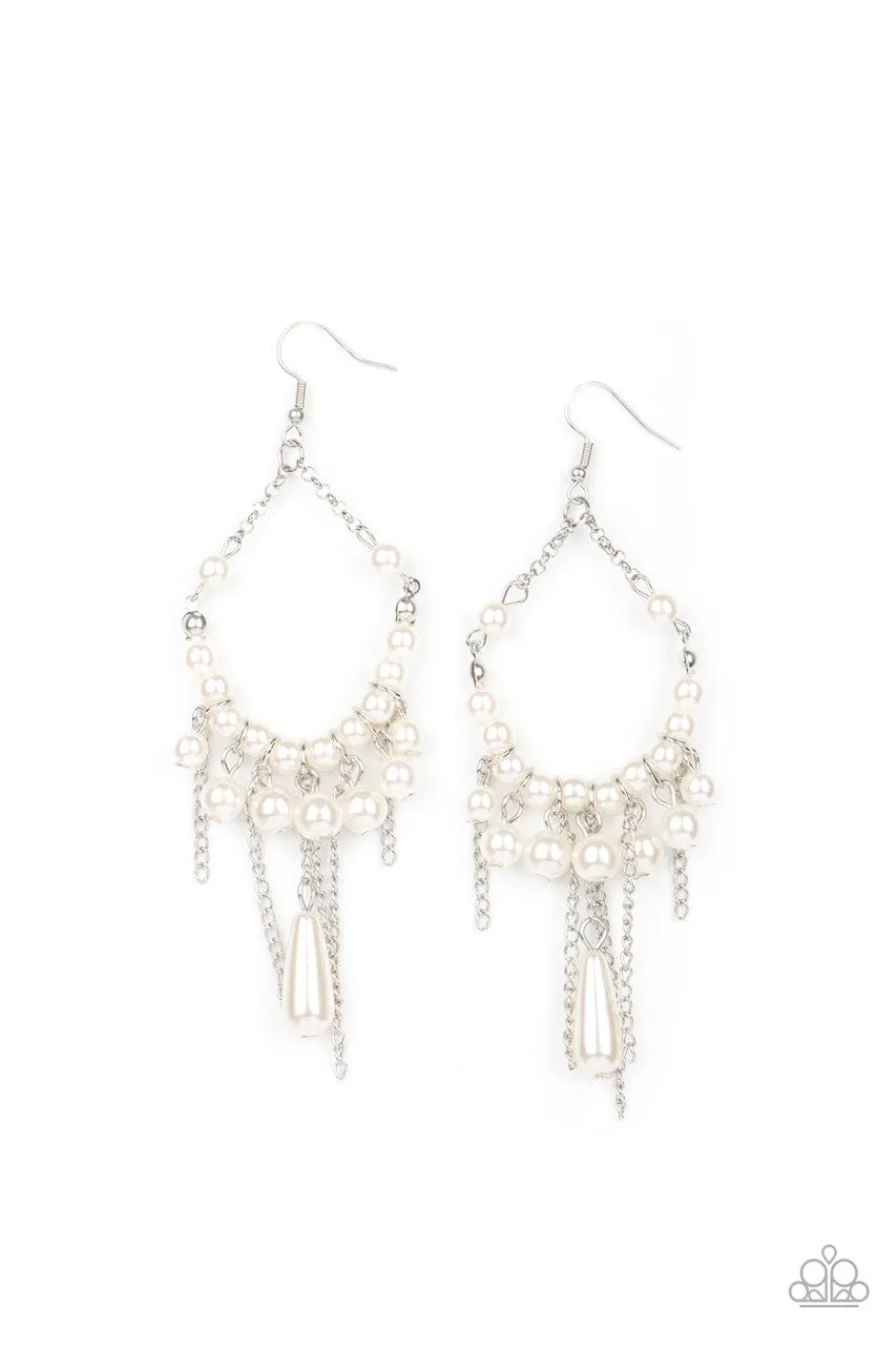 Party Planner Posh White Paparazzi Earrings