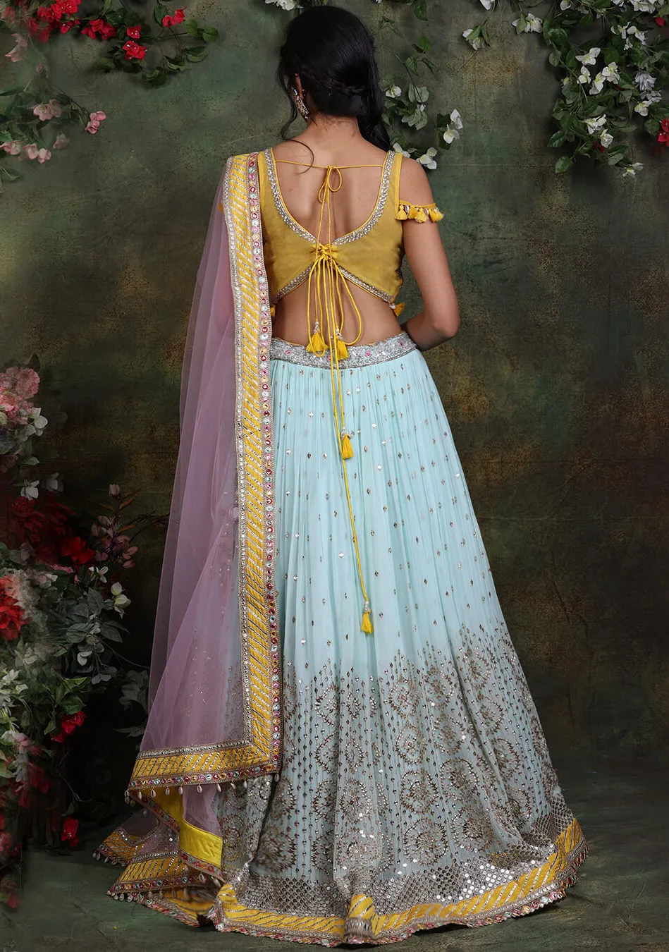 Pastel Hue Embroidered Lehenga Set