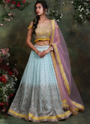 Pastel Hue Embroidered Lehenga Set