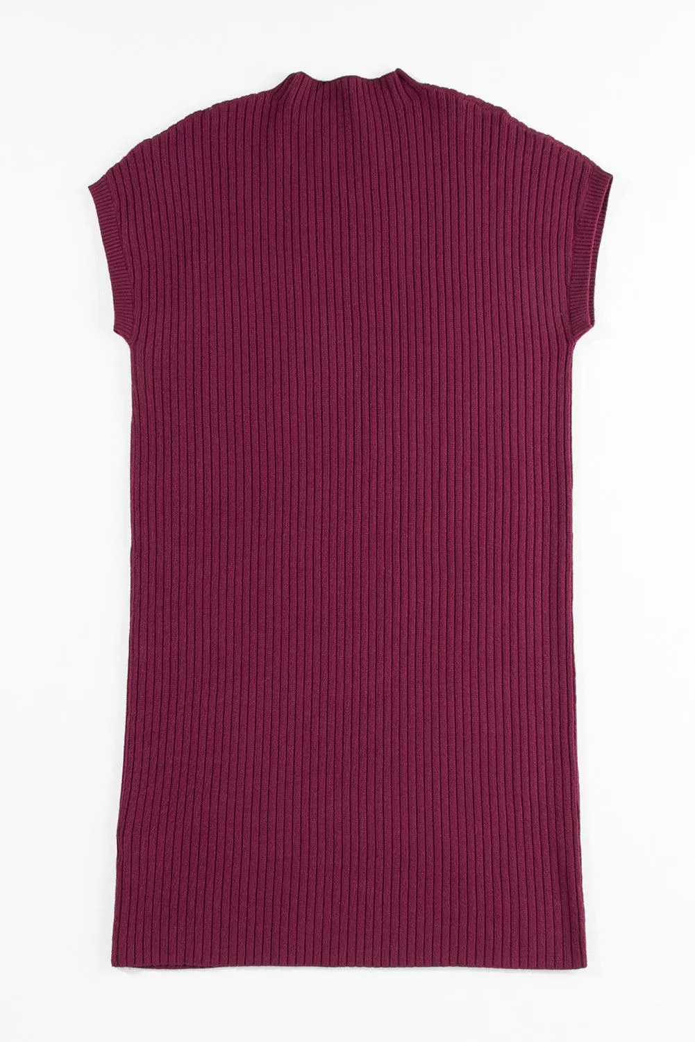 Patch Pocket Ribbed Knit Sweater Dress