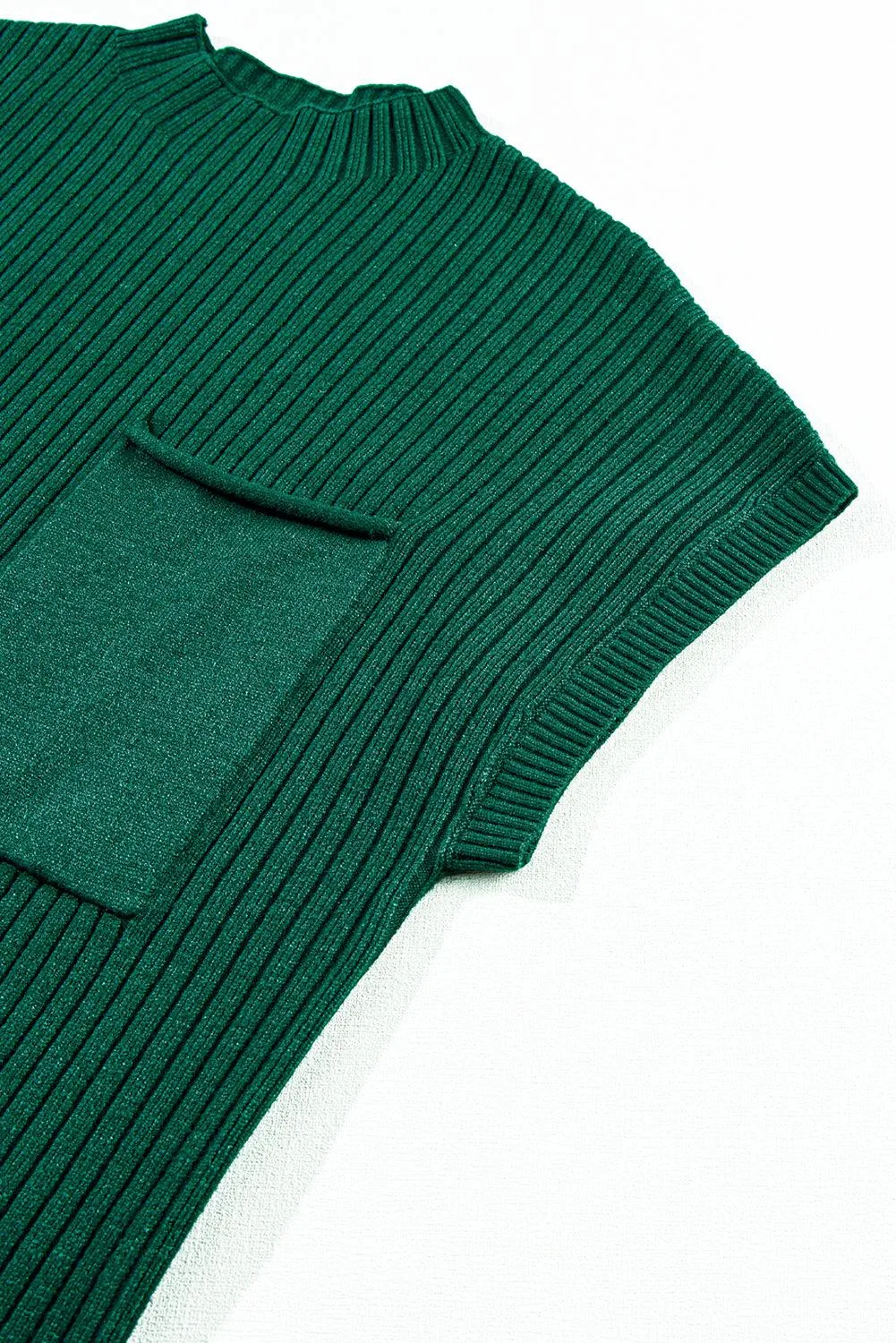 Patch Pocket Ribbed Knit Sweater Dress