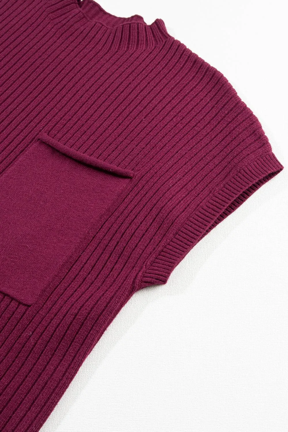 Patch Pocket Ribbed Knit Sweater Dress