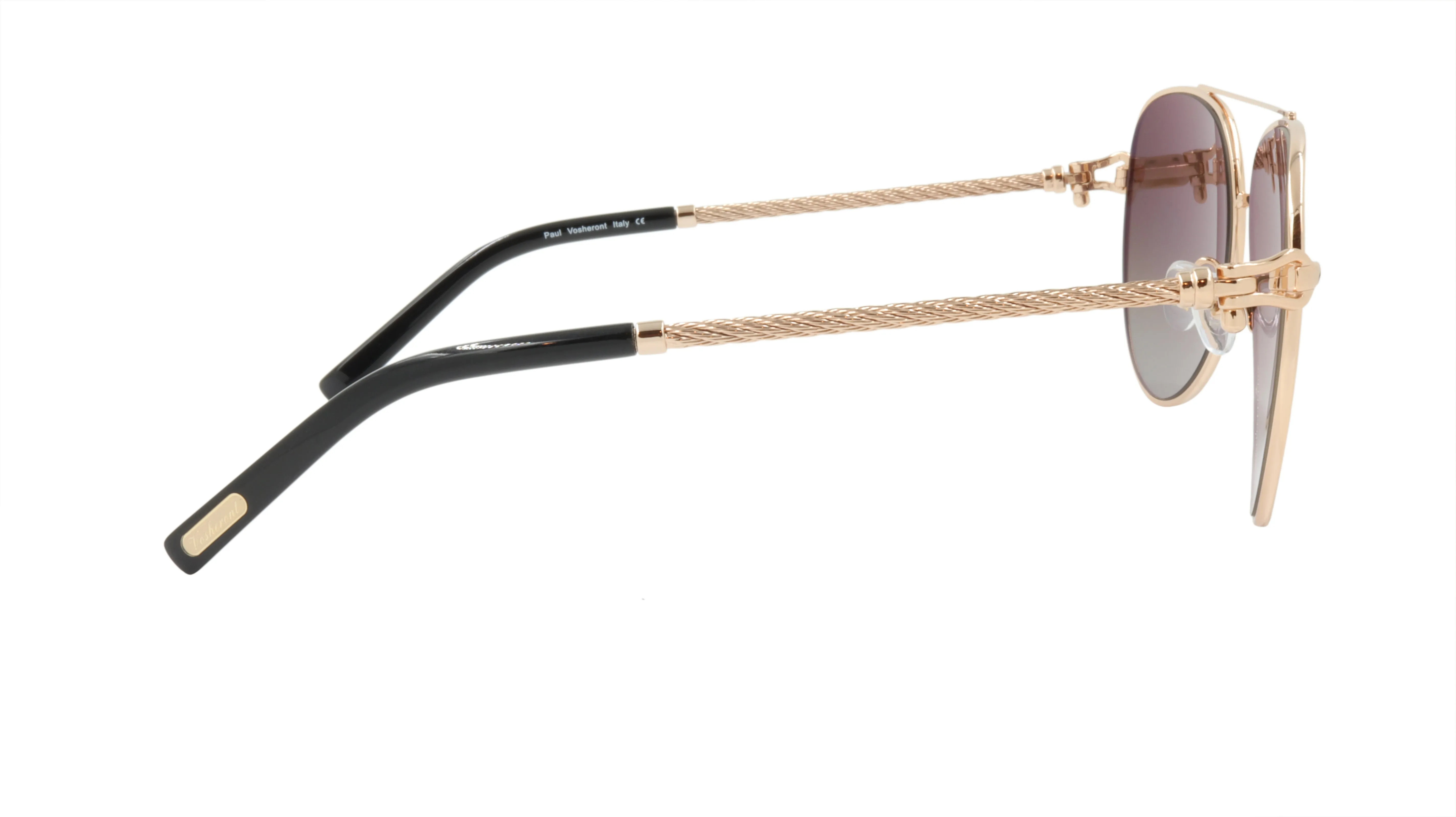 Paul Vosheront Sunglasses Gold Plated Metal Acetate Polarized Italy PV3438S C2